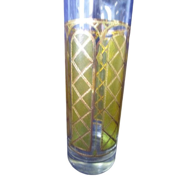 Mid Century Cocktail Martini Drinks Pitcher Set Stained Glass Yellow Gold EUC - Picture 7 of 16